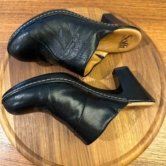 Sofft Madrid Black Leather Heeled Mules Size 7 Comfortable Classic Slip-On Shoes - Picture 7 of 16